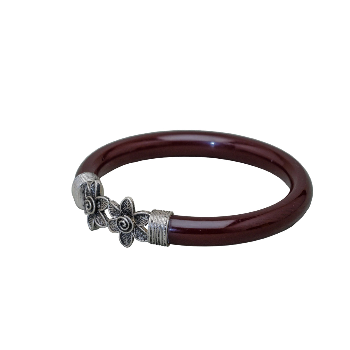 Oxidised Twin Flower Mukh Pola Bangle