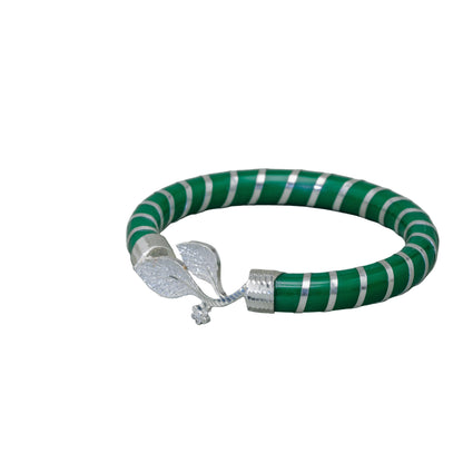 Blue Twisted Leaf Mukh Pola Bangle