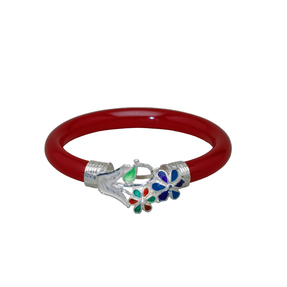 Floral Leaf Meenakari Mukh Pola Bangle