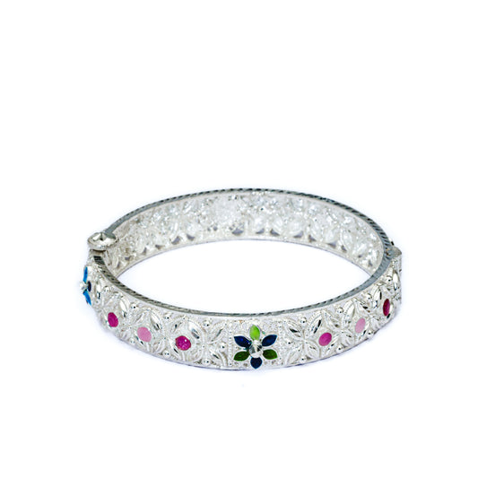 Pink Stone Floral Meenakari Chur