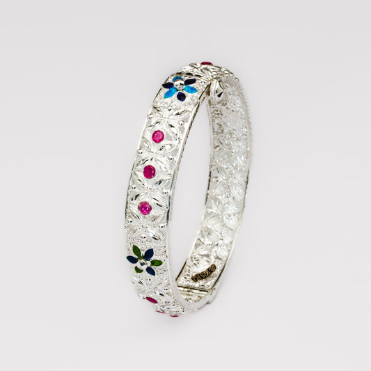 Pink Stone Floral Meenakari Chur