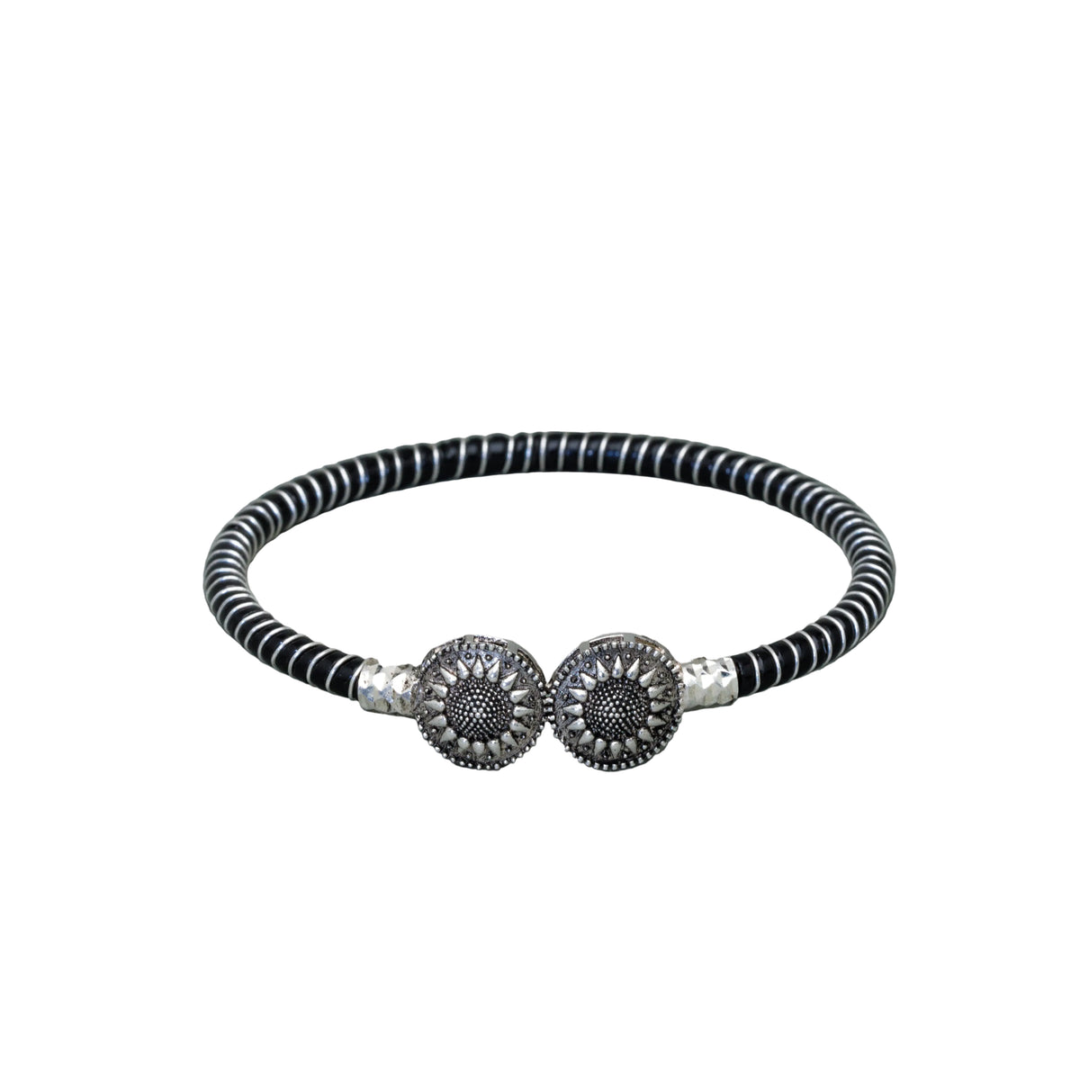 Oxidised Twin Floral Spiral Mukh Noa Bangle