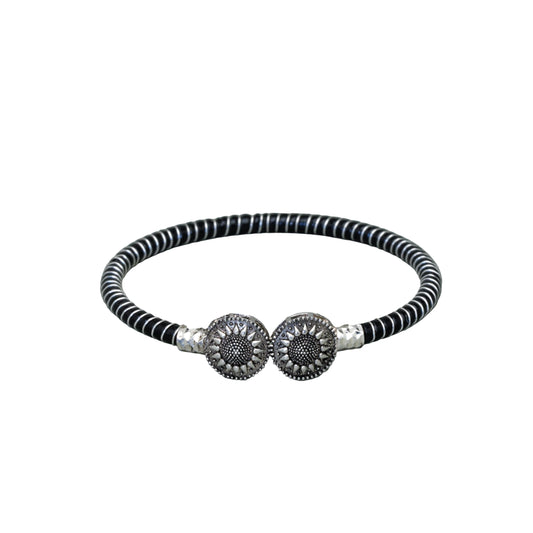 Oxidised Twin Floral Spiral Mukh Noa Bangle