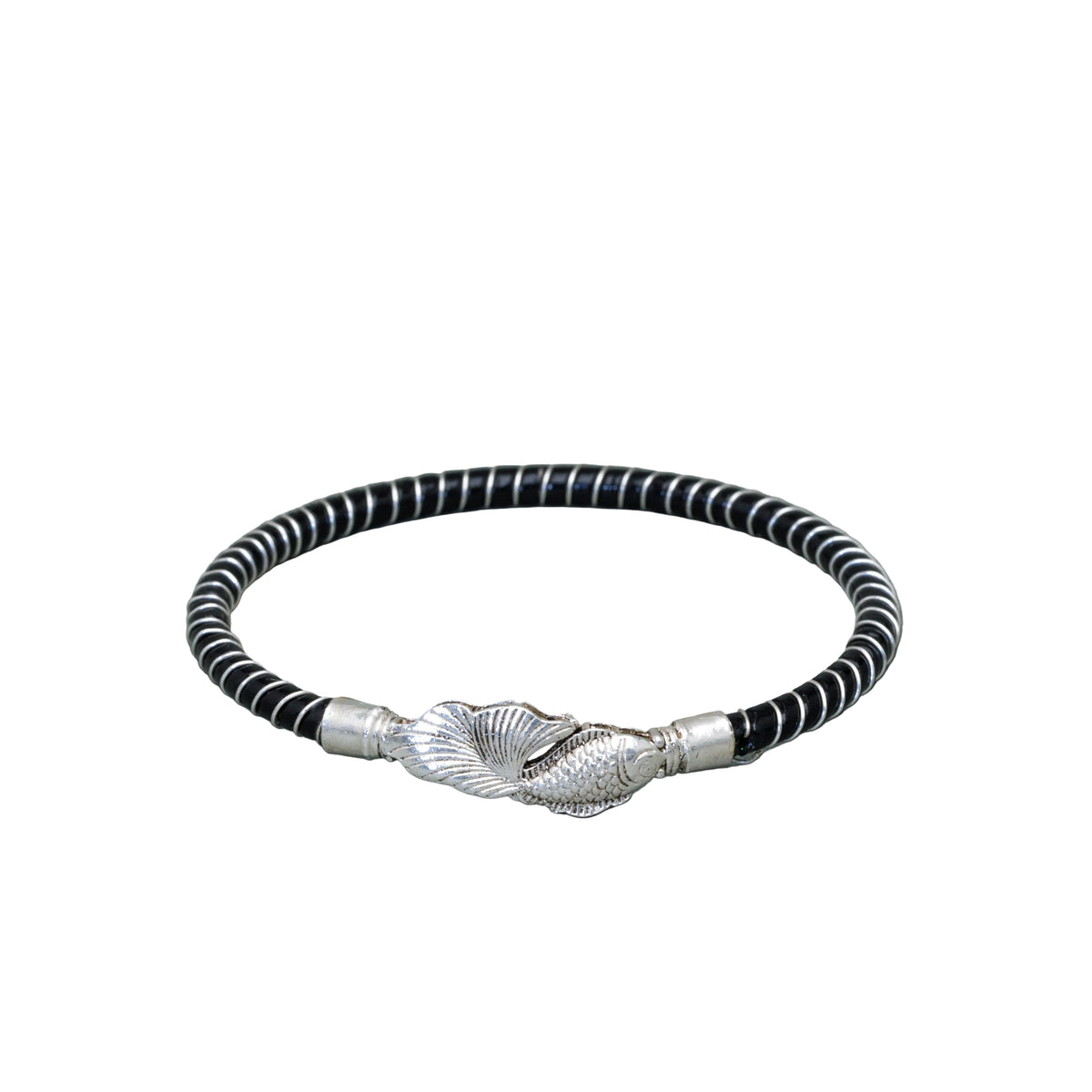 Oxidised Fish Spiral Mukh Noa Bangle