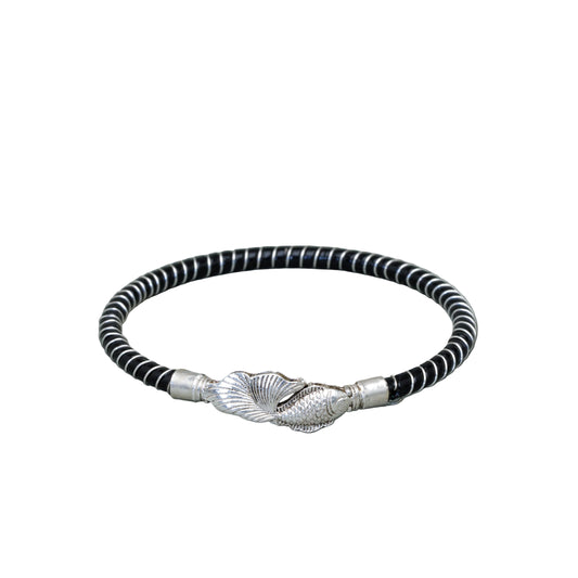 Oxidised Fish Spiral Mukh Noa Bangle