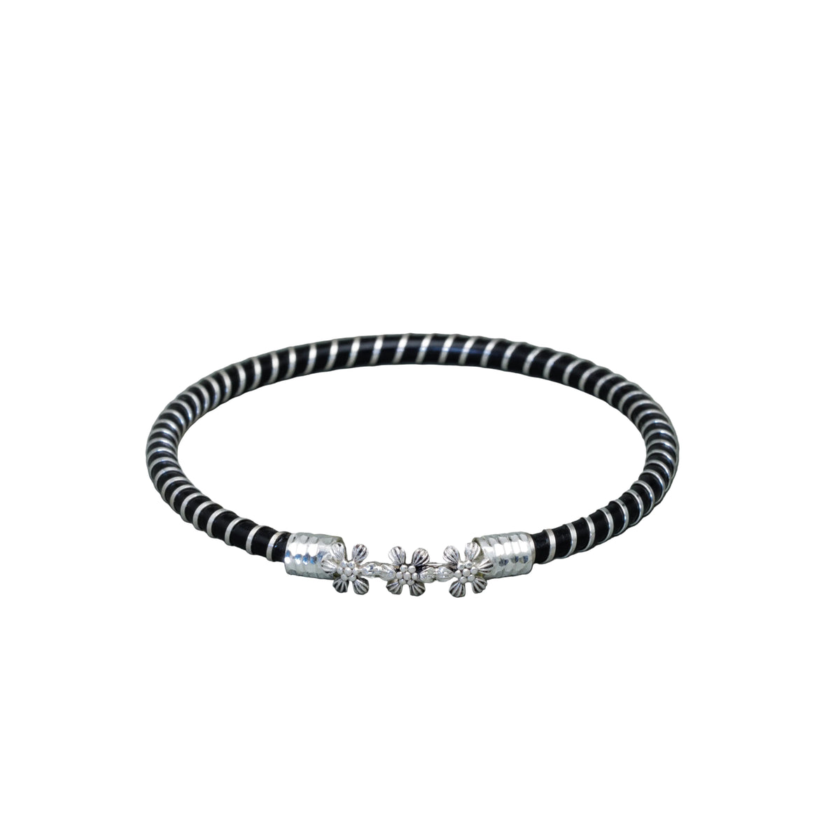 Oxidised Flowers Spiral Mukh Noa Bangle