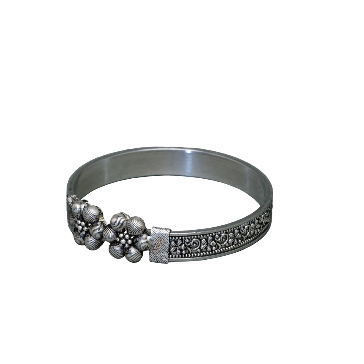 Oxidised Twin Flower Mukh Noa Bangle