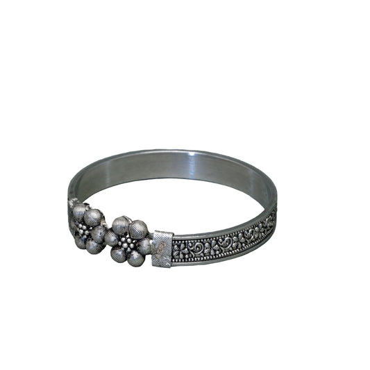 Oxidised Twin Flower Mukh Noa Bangle