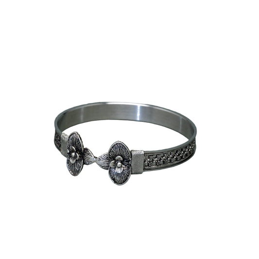 Oxidised Twin Petal Filigree Mesh Mukh Noa Bangle