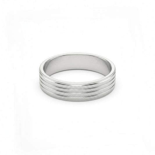 Grooved Ribbed Band Thumb Ring