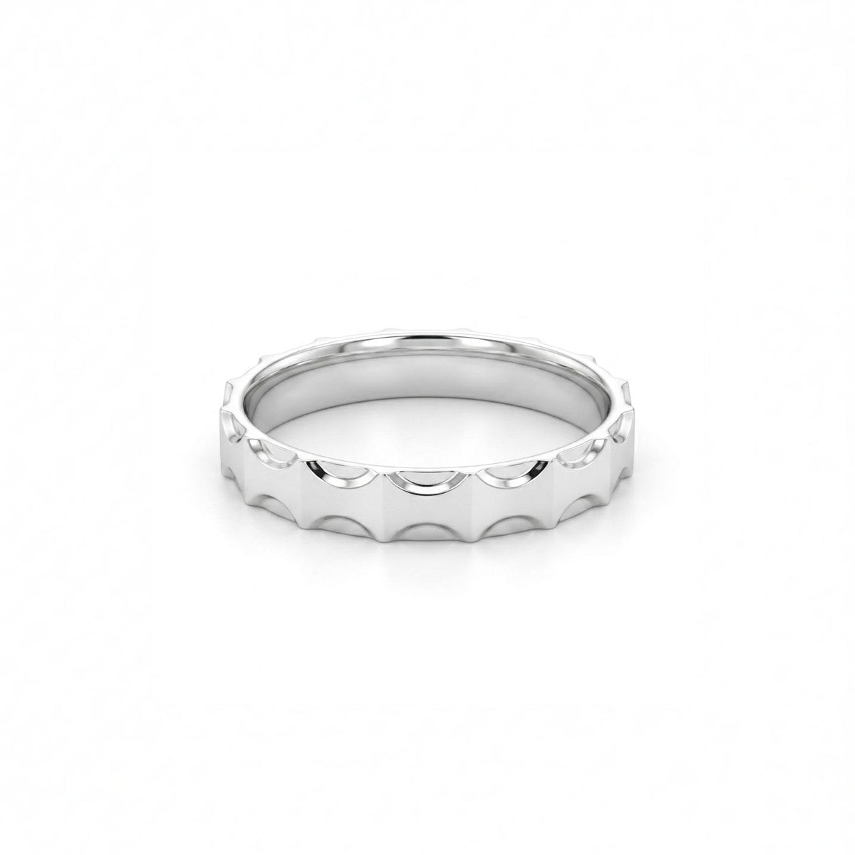 Scalloped Edge Slim Band Thumb Ring