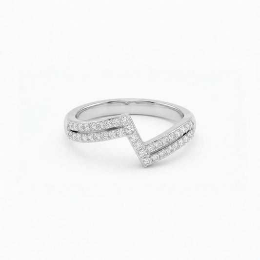 Zircon Studded Zigzag Bypass Ring