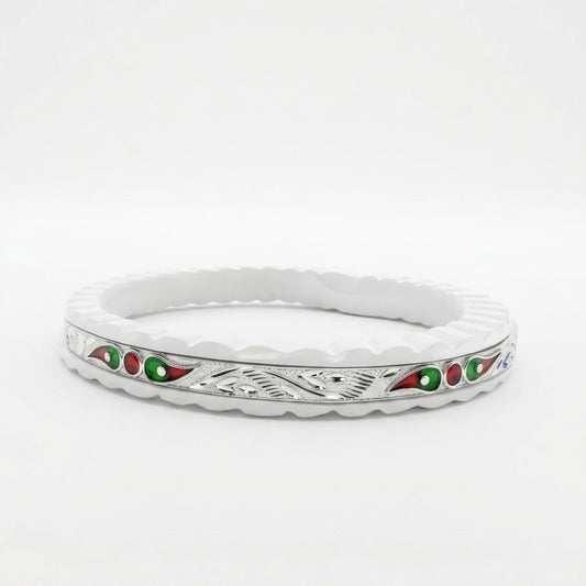 Green Maroon Meenakari Sankha Bangle