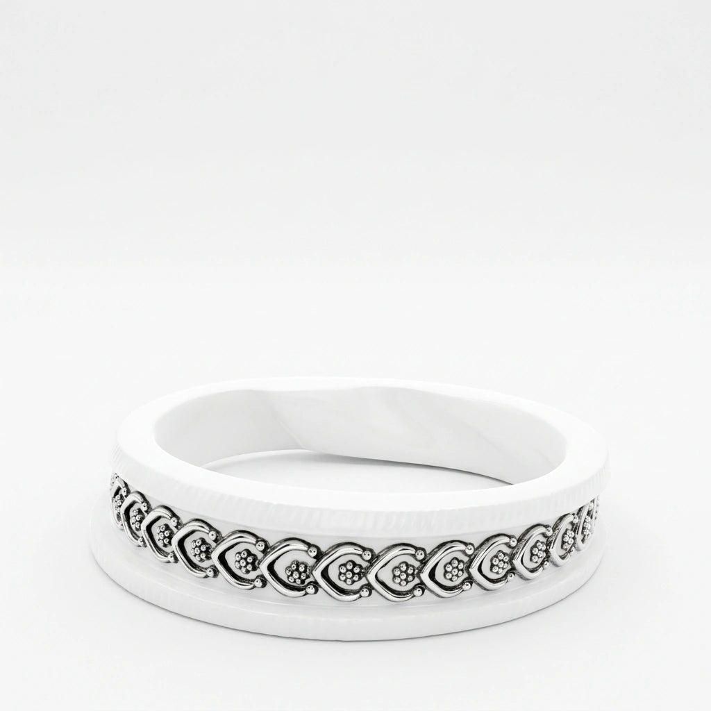 Oxidised Floral Broad Sankha Bangle