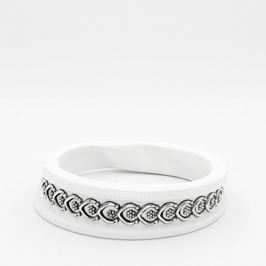 Oxidised Floral Broad Sankha Bangle
